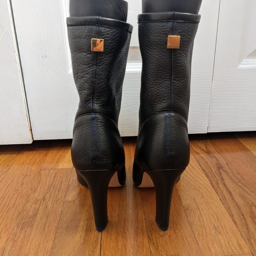 Stuart Weitzman Brooks High Heel Black Leather Booties (Size 6) - Picture 5 of 12